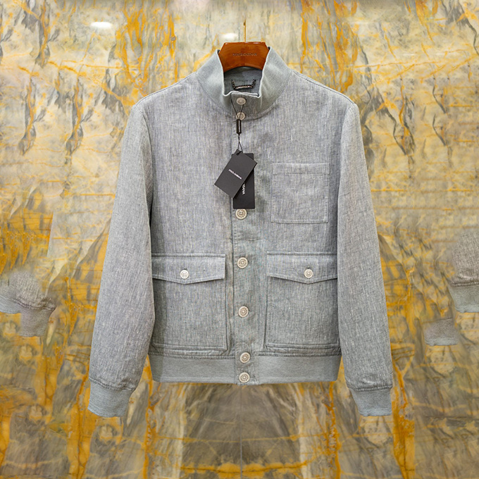 dolce & gabbana linen stand-collar jacket